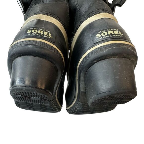 Sorel Fancy Lace II Black Oiled Suede Leather Winter Snow Duck Boots Size 10 - Picture 13 of 16